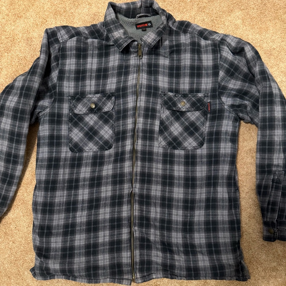 Wolverine Jacket Sherpa Lined Flannel Zip Men’s Size Large